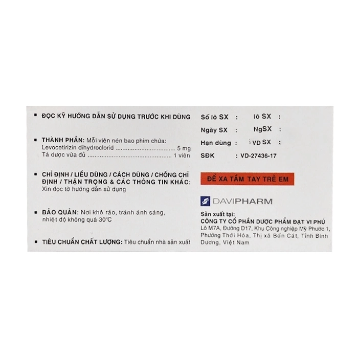 Evyx-5 Davipharm 10 vỉ x 10 viên