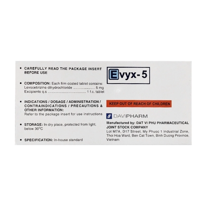 Evyx-5 Davipharm 10 vỉ x 10 viên