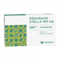Thuốc điều trị giun, sán Albendazole Stella 200mg, Hộp 2 viên Thuốc điều trị giun, sán Albendazole Stella 200mg, Hộp 2 viên