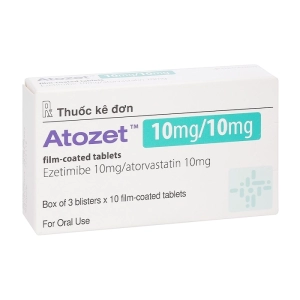 Atozet 10mg/10mg MSD 3 vỉ x 10 viên (Ezetimibe + Atorvastatin)