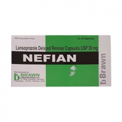 Thuốc điều trị viêm loét dạ dày Brawn Nefian Lansoprazole 30mg, Hộp 30 viên Thuốc điều trị viêm loét dạ dày Brawn Nefian Lansoprazole 30mg, Hộp 30 viên