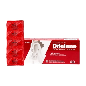 Difelene 50mg Thai Nakorn Patana 1 vỉ x 10 viên (Diclofenac natri)