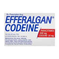 Thuốc giảm đau hạ sốt Efferalgan codein 30 mg, Paracetamol 500mg, Hộp 40 viên sủi Thuốc giảm đau hạ sốt Efferalgan codein 30 mg, Paracetamol 500mg, Hộp 40 viên sủi
