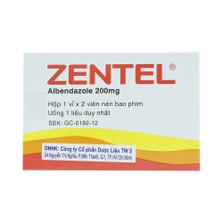 Zentel 200mg 1 vỉ x 2 viên - Thuốc trị giun sán 