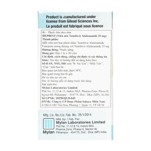 Hepbest 25mg Mylan 30 viên (Công ty) Hepbest 25mg Mylan 30 viên (Công ty)