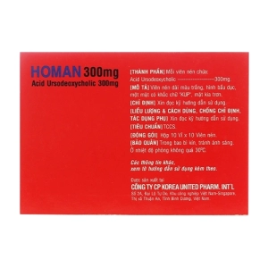 Homan 300mg Korea United Pharm 10 vỉ x 10 viên (Ursodeoxycholic Acid)