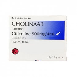 Thuốc hướng thần Cholinaar 500mg/4ml Hộp 5 ống