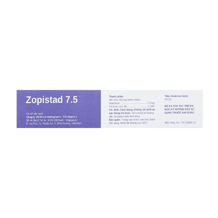 Zopistad 7.5 Stellapharm 1 vỉ x 10 viên Zopistad 7.5 Stellapharm 1 vỉ x 10 viên
