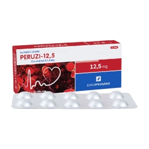 Peruzi-12.5 Davipharm 3 vỉ x 10 viên (Carvedilol)
