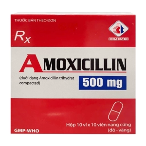 Amoxicillin 500mg Domesco 10 vỉ x 10 viên (Amoxicillin)
