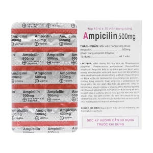 Ampicilin 500mg Vidipha 10 vỉ x 10 viên