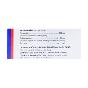 Augxicine 250mg/31.25mg Vidipha 10 gói x 0.8g