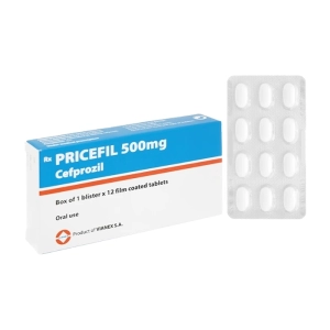 Pricefil 500mg Vianex 1 vỉ x 12 viên (Cefprozil)