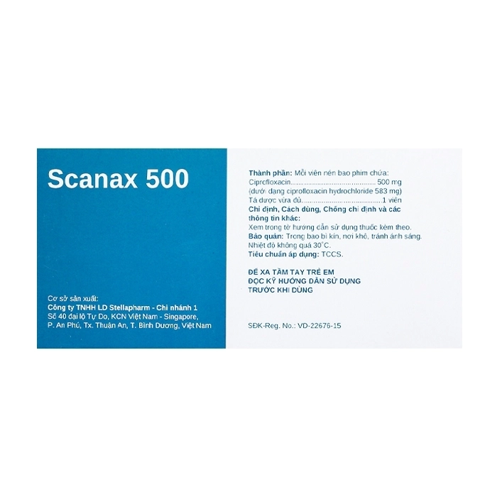 Scanax 500 Stellapharm 5 vỉ x 10 viên Scanax 500 Stellapharm 5 vỉ x 10 viên