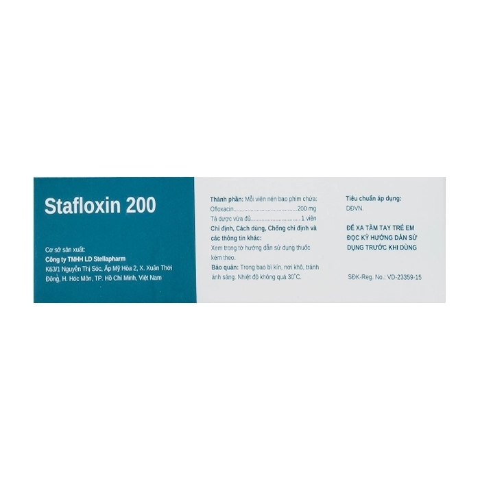 Stafloxin 200 Stellapharm 2 vỉ x 10 viên