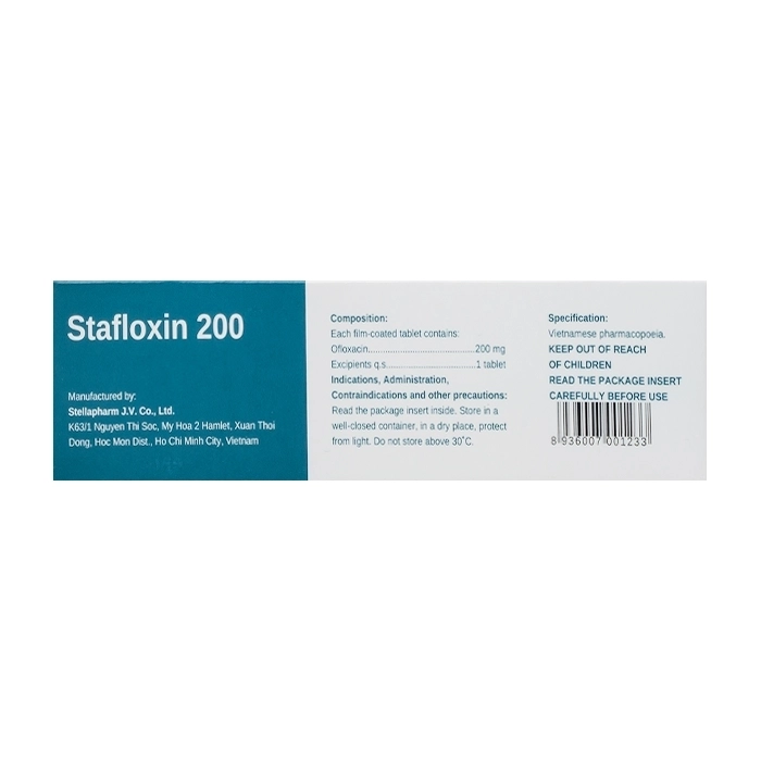 Stafloxin 200 Stellapharm 2 vỉ x 10 viên