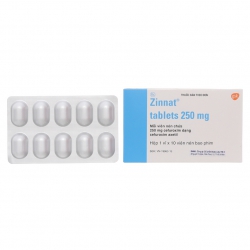 Thuốc kháng sinh Zinnat 250 - Cefuroxim 250mg, Hộp 1 vỉ x 10 viên