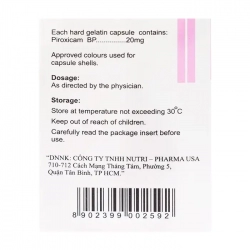 Thuốc kháng viêm Brawn Piroxicam 20mg, Hộp 100 viên