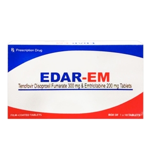 Edar-EM Atra 1 vỉ x 10 viên (Tenofovir Disoproxil Fumarate + Emtricitabine)