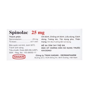 Spinolac 25mg Hasan 10 vỉ x 10 viên Spinolac 25mg Hasan 10 vỉ x 10 viên