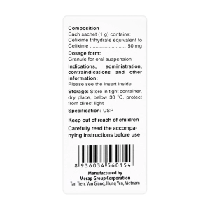 Mecefix-B.E 50mg Merap 20 gói x 1g Mecefix-B.E 50mg Merap 20 gói x 1g