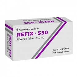 Thuốc Refix 550, Rifaximin 500mg, Hộp 30 viên Thuốc Refix 550, Rifaximin 500mg, Hộp 30 viên