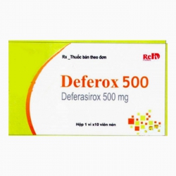 Thuốc thải sắt deferox 500 500mg, Hộp 1 vỉ 10 viên nén Thuốc thải sắt deferox 500 500mg, Hộp 1 vỉ 10 viên nén