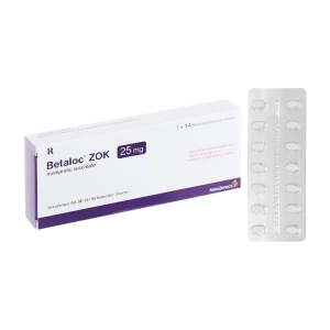Betaloc Zok 25mg Astra Zeneca 1 vỉ x 14 viên (Metoprolol)