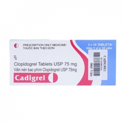 Cadigrel 75mg Cadila, Hộp 3 vỉ x 10 viên
