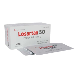 Thuốc tim mạch Losartan 50mg (Hộp 10 vỉ 10 viên nén dài) Thuốc tim mạch Losartan 50mg (Hộp 10 vỉ 10 viên nén dài)