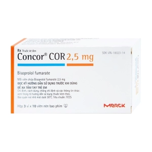 Concor Cor 2.5mg Merck 3 vỉ x 10 viên Concor Cor 2.5mg Merck 3 vỉ x 10 viên