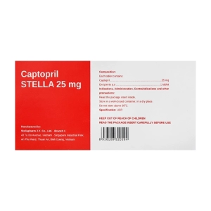 Captopril Stella 25mg 10 vỉ x 10 viên