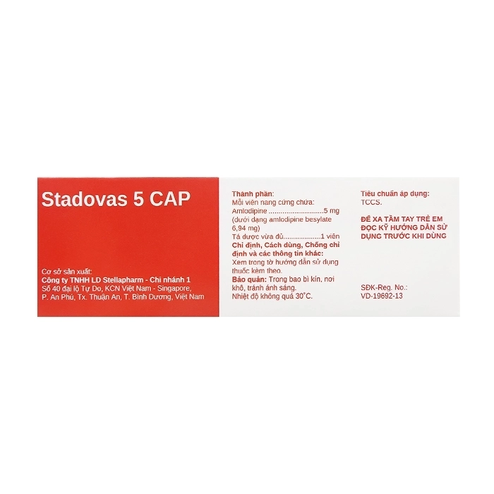Stadovas 5 CAP Stellapharm 3 vỉ x 10 viên Stadovas 5 CAP Stellapharm 3 vỉ x 10 viên