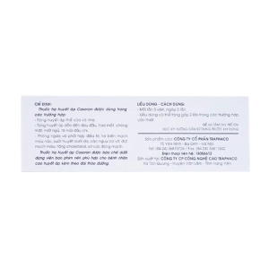 Casoran Traphaco 5 vỉ x 20 viên - Thuốc huyết áp Casoran Traphaco 5 vỉ x 20 viên - Thuốc huyết áp