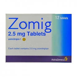 Thuốc trị đau nữa đầu Zomig Zolmitriptan 2,5mg, Hộp 12 viên Thuốc trị đau nữa đầu Zomig Zolmitriptan 2,5mg, Hộp 12 viên