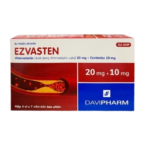 Ezvasten Davipharm 4 vỉ x 7 viên (Ezetimibe + Atorvastatin)