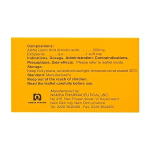 Ubiheal 200 Nam Hà 5 vỉ x 6 viên Alpha lipoic acid (Thioctic acid) Ubiheal 200 Nam Hà 5 vỉ x 6 viên Alpha lipoic acid (Thioctic acid)