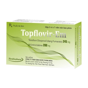 Topflovir-Em Herabiopharm 3 vỉ x 7 viên (Tenofovir Disoproxil Fumarate + Emtricitabine)