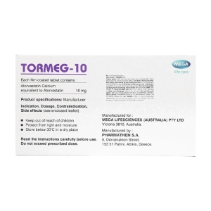 Tormeg-10 Mega We care 3 vỉ x 10 viên (Atorvastatin)