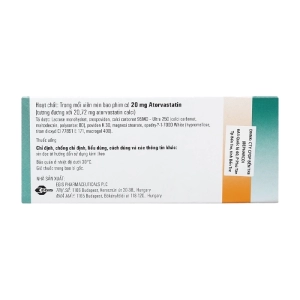 Torvazin 20mg Egis 3 vỉ x 10 viên (Atorvastatin)