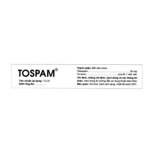 Tospam 50mg Mediplantex 2 vỉ x 10 viên (Tofisopam)