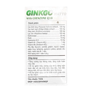 Ginkgo Natto With Coenzyme Q10 Phúc Vinh 10 vỉ x 10 viên - Hỗ trợ tuần hoàn máu não
