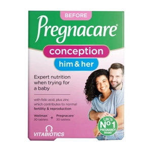 Tpbvsk tăng khả năng thụ thai Vitabiotics Pregnacare Him & Her Conception, Hộp 60 viên
