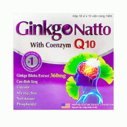 Tpbvsk tuần hoàn não Ginkgo Natto Q10 360mg, Hộp 100 viên