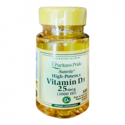 Tpbvsk Viên uống bổ sung vitamin Puritan’s Pride VITAMIN D3 25mcg (1000IU), Lọ 100 viên