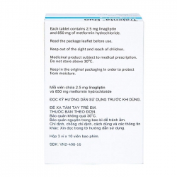 Trajenta Duo 2.5mg/850mg Boehringer Ingelheim 3 vỉ x 10 viên