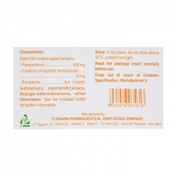 Travicol codein F TV.Pharma, 10 vỉ x 10 viên Travicol codein F TV.Pharma, 10 vỉ x 10 viên