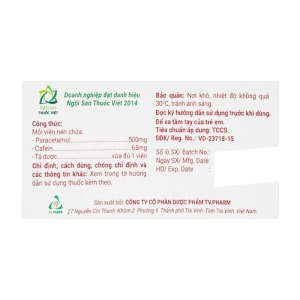 Travicol Extra TV.Pharm 10 vỉ x 10 viên (Paracetamol + Cafein)
