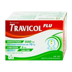 Travicol Flu TV.Pharm 10 vỉ x 10 viên (Paracetamol + Loratadine + Dextromethorphan)