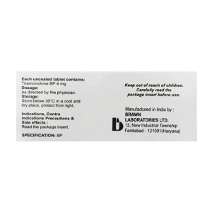 Triamcinolone 4mg Brawn 10 vỉ x 10 viên Triamcinolone 4mg Brawn 10 vỉ x 10 viên